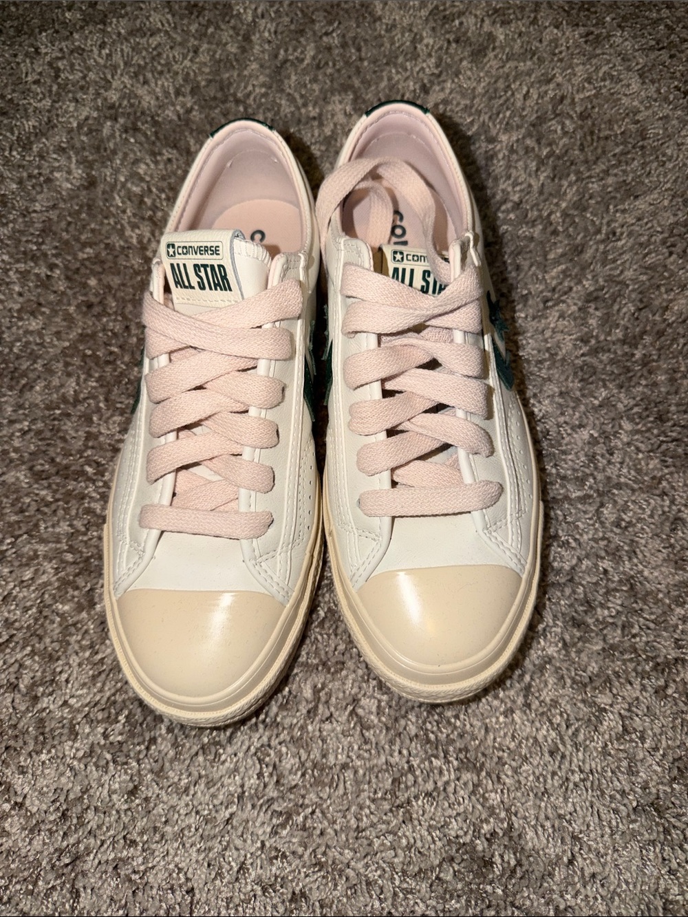 Converse Women's Low-Top Sneakers in Light Pink and White